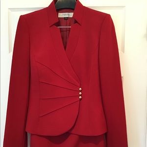 Tahari ASL red skirt suit